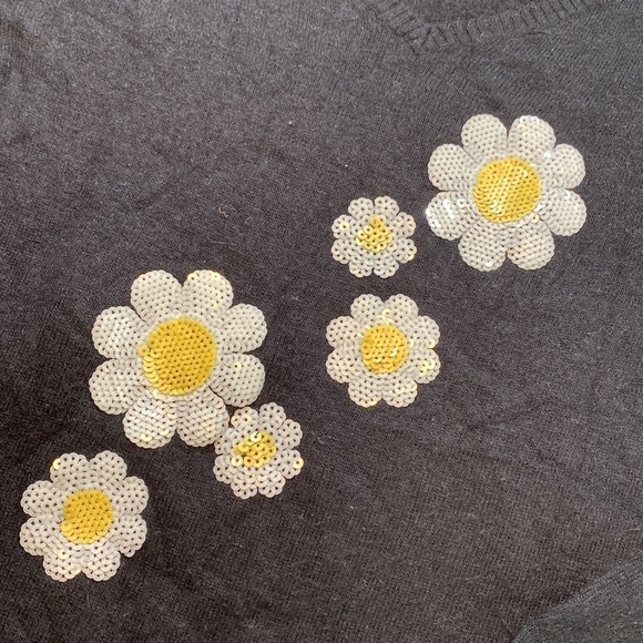 Wildfox White Label Black Jumper with Daisy Sequins sz XS - Picture 8 of 11